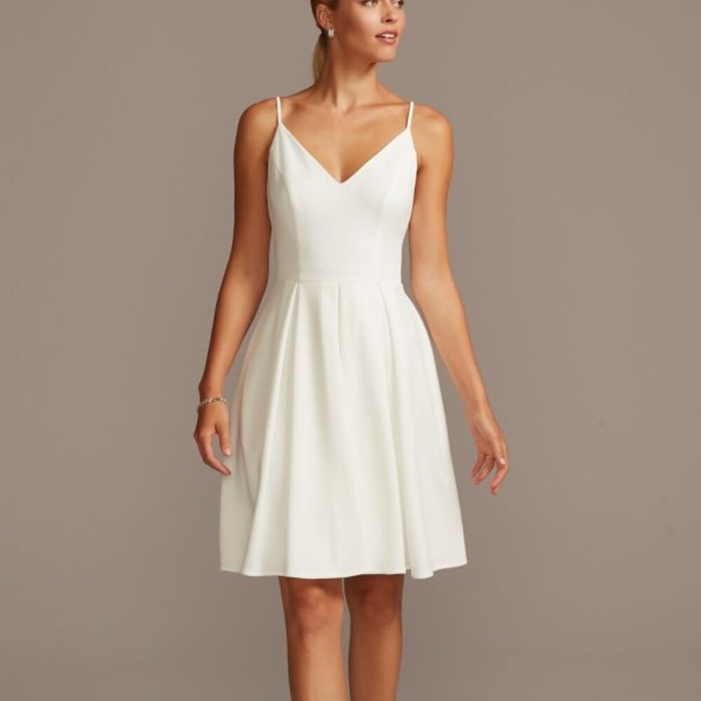 NWT David's Bridal Spaghetti Strap Crepe Plus Fit-and-Flare Dress Size 10